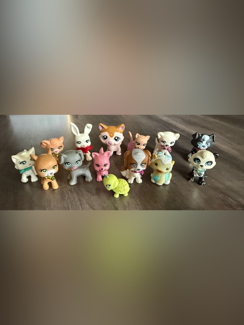 Vintage Mattel Polly Pocket Sparklin' Pets animal figures from the late 1990s